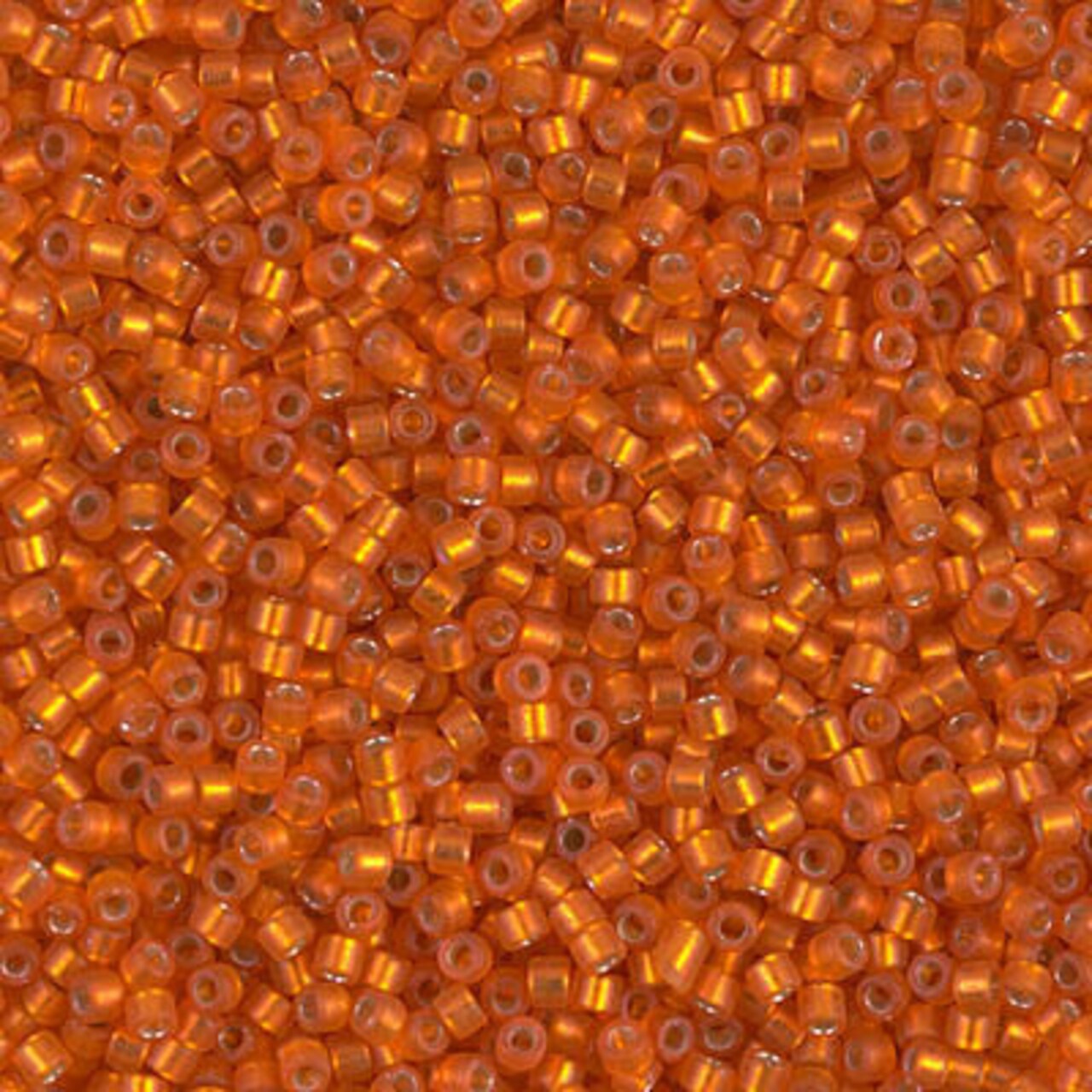 Miyuki Delica Bead 11/0, DB0682, Dyed Semi-Frosted Silver Lined Dark Orange, 5 grams